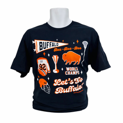 Buffalo Lacrosse Pennant collage t-shirt