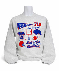 Buffalo Football Pennant Collage (GREY) Adult Unisex CREWNECK