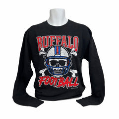 Buffalo Football Skull (BLACK) Adult Unisex CREWNECK