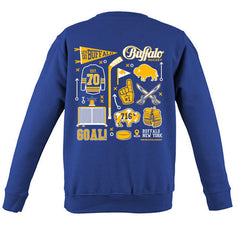 Buffalo Hockey (ROYAL) Art Collage Adult Unisex CREWNECK