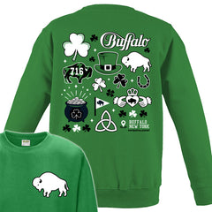 Buffalo Irish Art Collage Adult Unisex CREWNECK