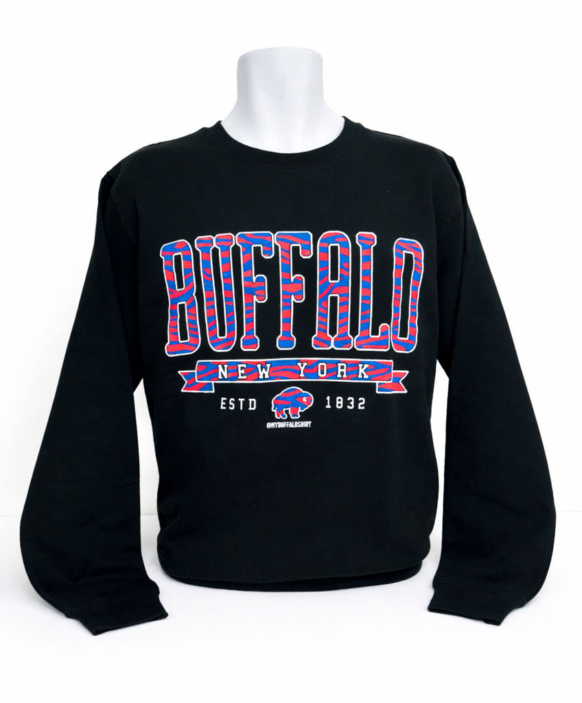 Buffalo Stripes (RED/BLUE) Adult unisex CREWNECK sweatshirt