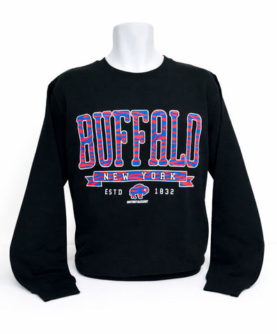Buffalo Stripes (RED/BLUE) Adult unisex CREWNECK sweatshirt