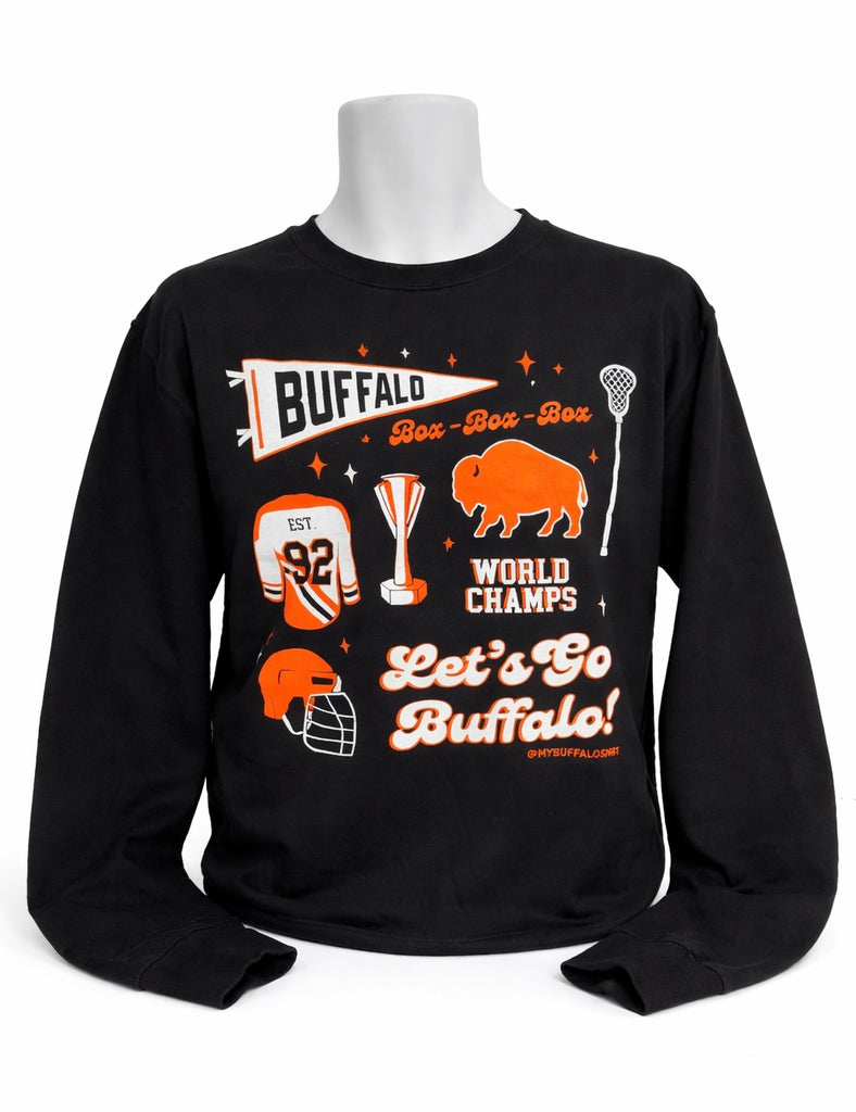 Buffalo Lacrosse Pennant Collage Adult Unisex CREWNECK