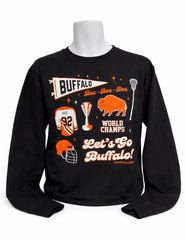 Buffalo Lacrosse Pennant Collage Adult Unisex CREWNECK
