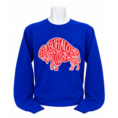 Buffalo Nicknames unisex Adult CREWNECK sweatshirt