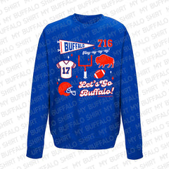 Buffalo Football Pennant Collage (ROYAL) Adult Unisex CREWNECK