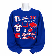 Buffalo Football Pennant Collage (ROYAL) Adult Unisex CREWNECK
