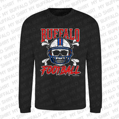 Buffalo Football Skull (BLACK) Adult Unisex CREWNECK