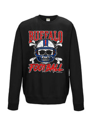 Buffalo Football Skull (BLACK) Adult Unisex CREWNECK
