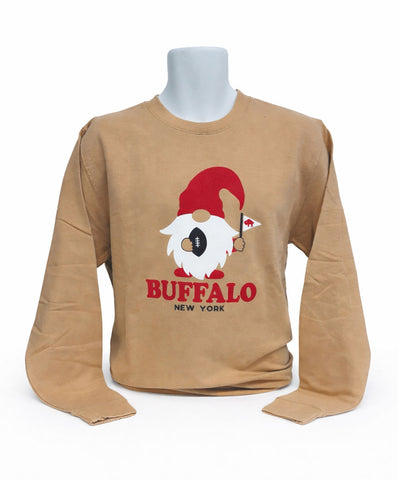 Buffalo Football Gnome Adult Unisex CREWNECK