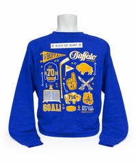 Buffalo Hockey (ROYAL) Art Collage Adult Unisex CREWNECK