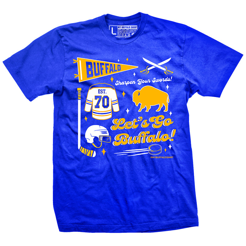 Buffalo Hockey Pennant collage t-shirt (ROYAL)