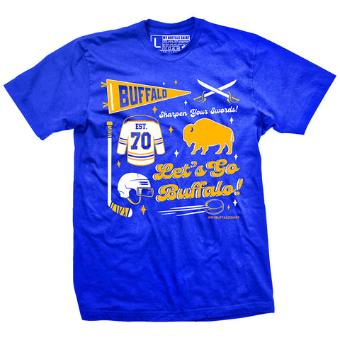 Buffalo Hockey Pennant collage t-shirt (ROYAL)