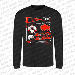 Buffalo Hockey Pennant Collage (BLACK) Adult Unisex CREWNECK