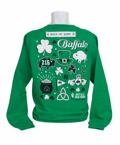Buffalo Irish Art Collage Adult Unisex CREWNECK