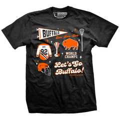 Buffalo Lacrosse Pennant collage t-shirt