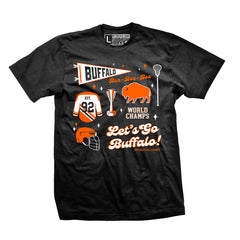 Buffalo Lacrosse Pennant collage t-shirt