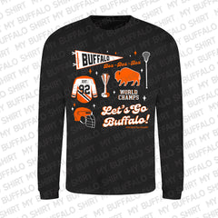 Buffalo Lacrosse Pennant Collage Adult Unisex CREWNECK