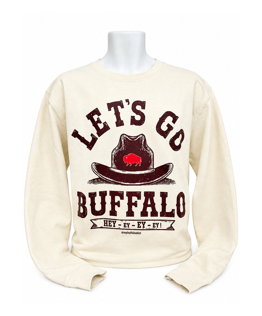 Let's Go Buffalo Cowboy Hat Adult Unisex CREWNECK