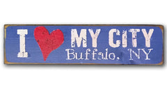 I heart my city rustic sign