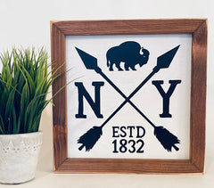 9" x 9" Rustic NY Arrows Farmhouse sign