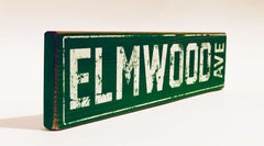 Elmwood Ave rustic sign