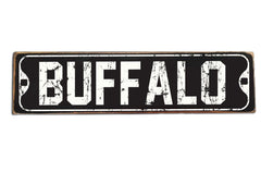 Vintage black & white Buffalo street sign